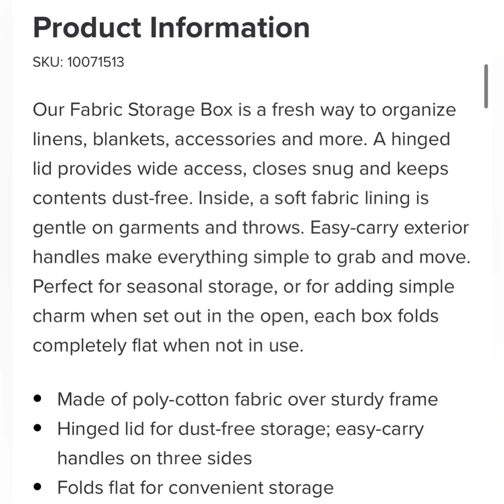 Container Store Fabric Storage Box Farmhouse color - Big